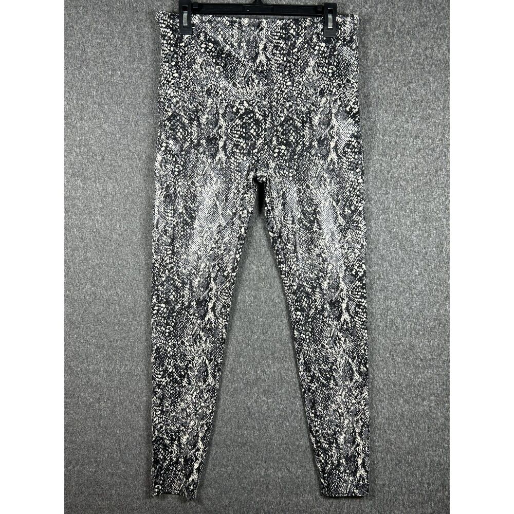 SPANX Black & Gray Faux Leather Snake Shine Leggings Plus Size 1X